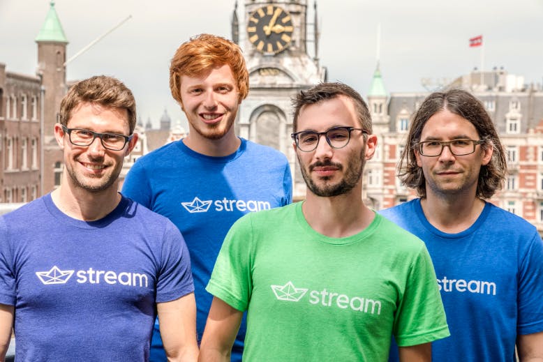 Part of the Stream team outside its office in Amsterdam.